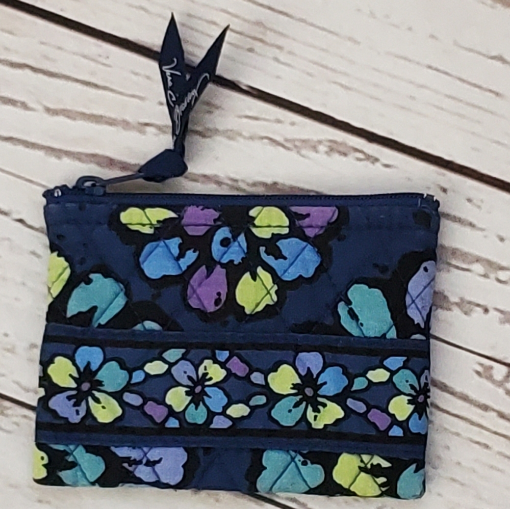 Vera Bradley quilted coin purse 2012 Indigo Pop pattern blue and purple